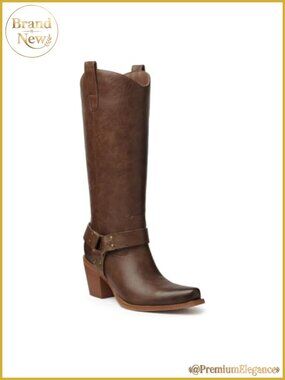 Women's Knee High Cowboy Boots Faux Leather Block Heel Western Boots